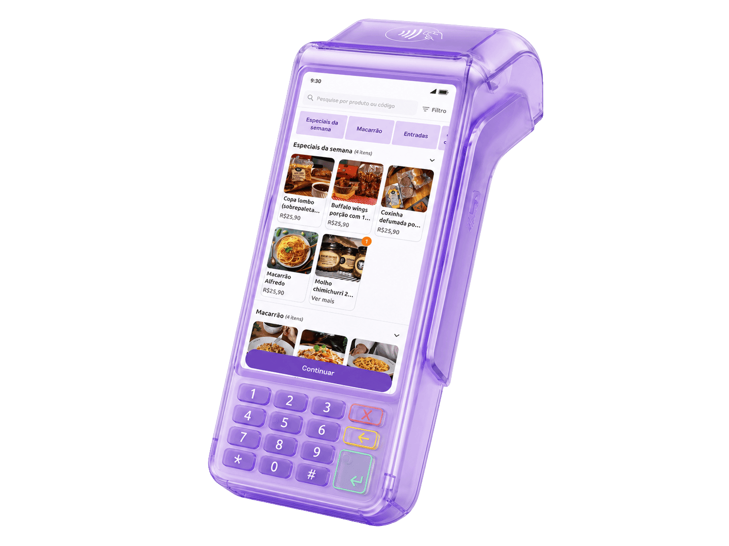 Máquina POS da Cooki com catálogo e pagamento