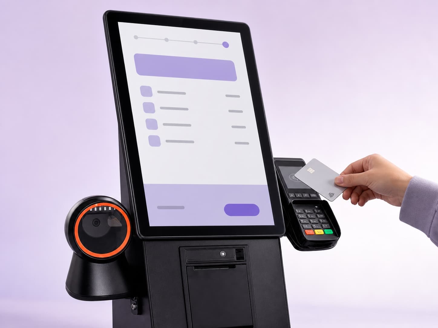 Cliente aproximando cartão no pinpad do Totem Pro Cooki
