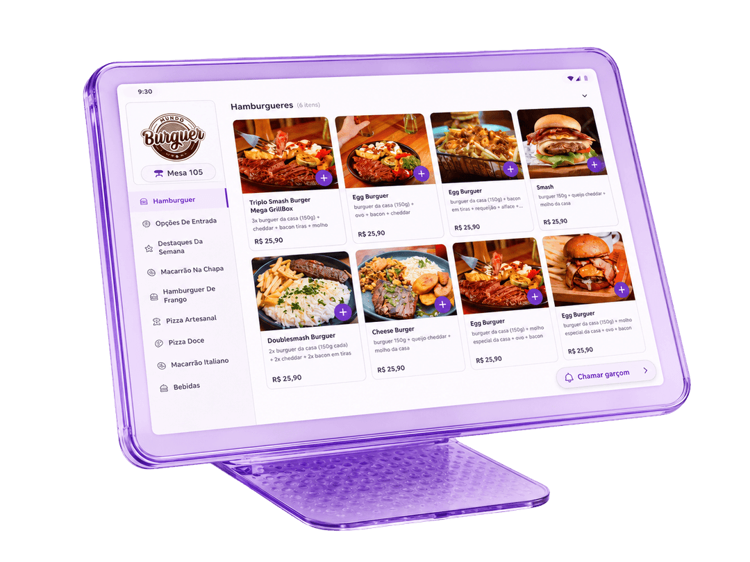 Tablet de mesa com cardápio digital Cooki